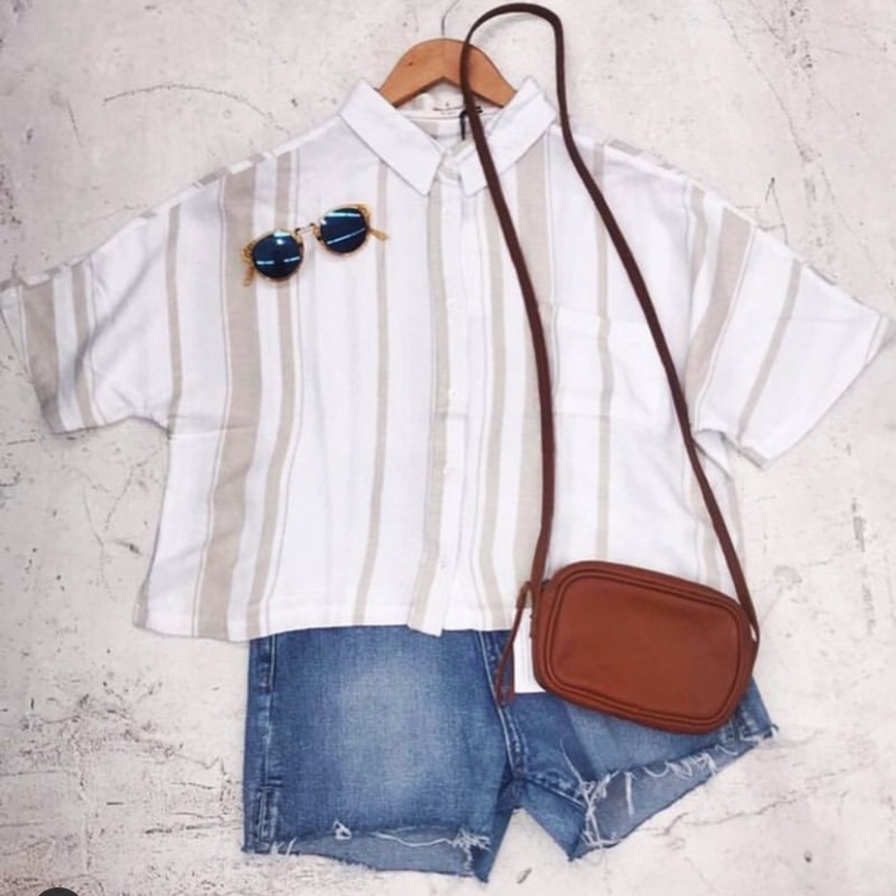 Thread & Supply cropped button down NWT